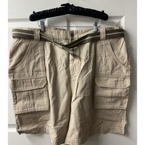 Ivy Crew Cargo Shorts Mens 44 Tan Canvas Outdoors Hiking With Belt NWT